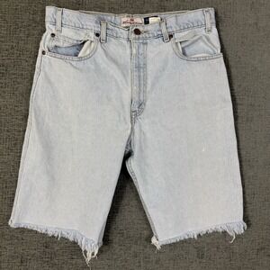 Vintage‎ Levi 540 Cut Off Jeans Shorts Mens 33 Light Wash Orange Tab 11" Inseam